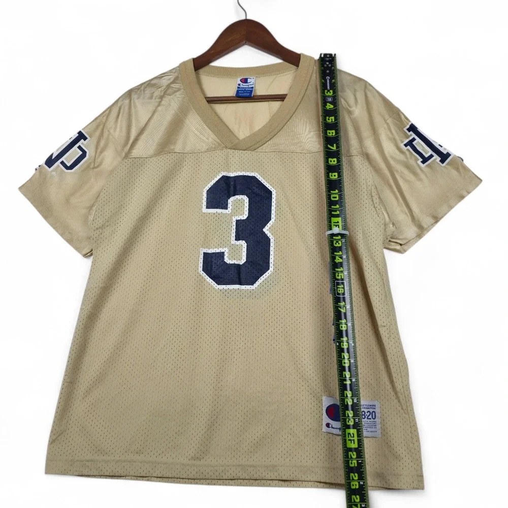 VTG 90s Champion Notre Dame Jersey Youth XL 18-20 Gold Mesh Made in USA #3 Irish